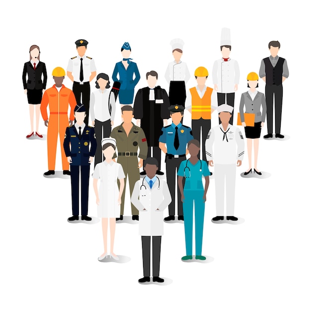 Illustration vector of various careers and professions