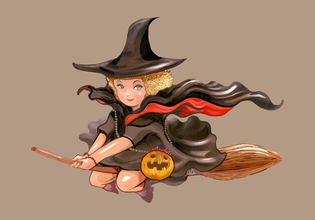 Illustration of a witch icon for Halloween