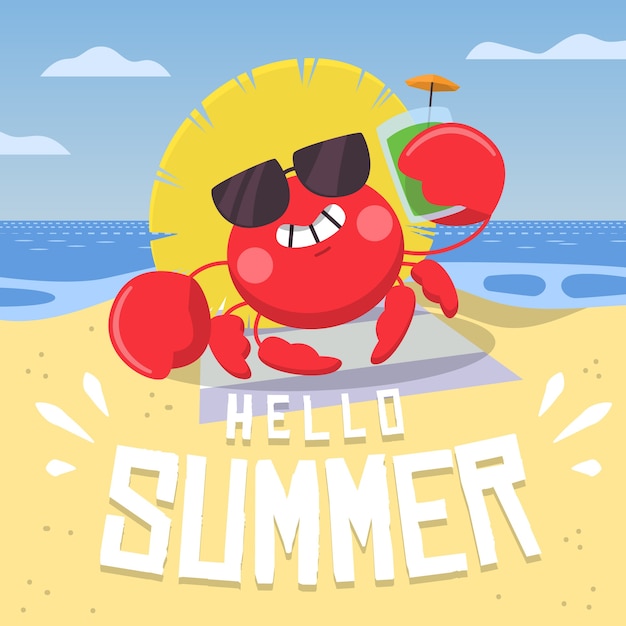 Free Vector illustration with hello summer lettering