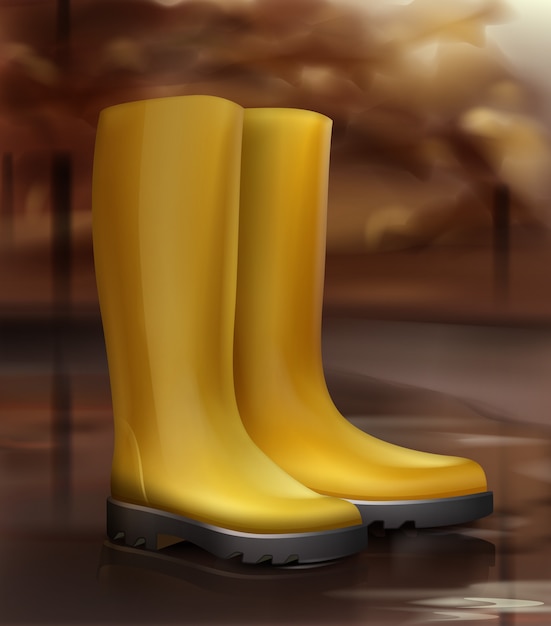 illustration of yellow rubber boots