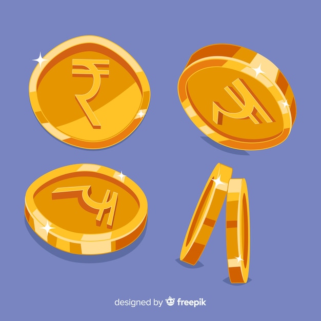 Free Vector indian rupee coin set 