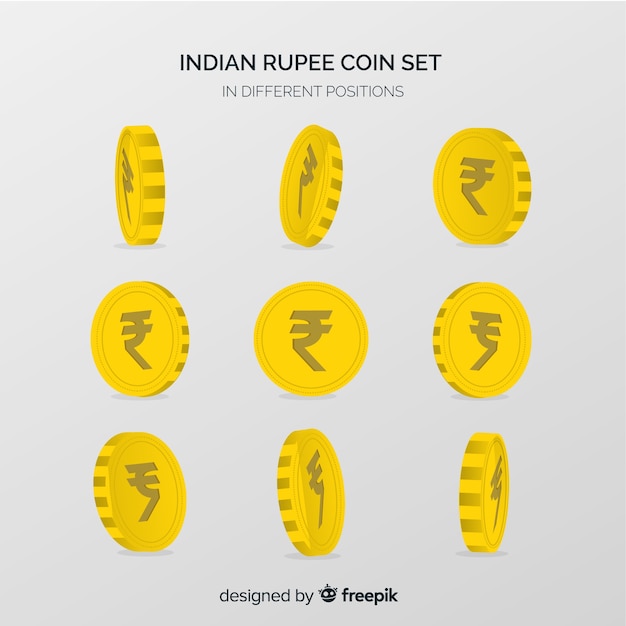 Free Vector indian rupee coin set