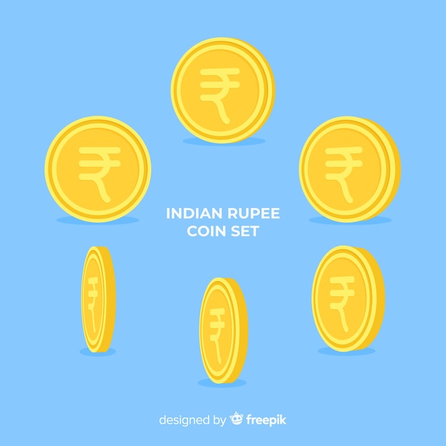 Free Vector indian rupee coin set 