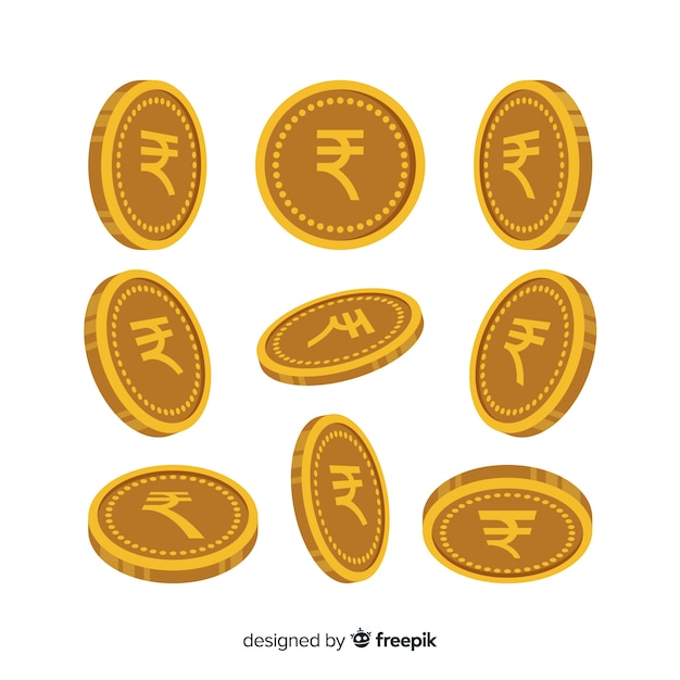 Free Vector indian rupee coin set 