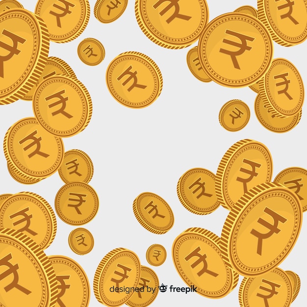 Free Vector indian rupee coins falling background