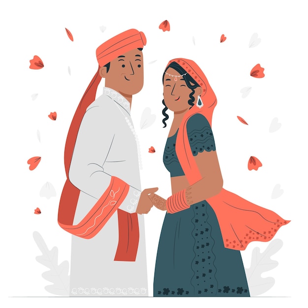 Free Vector indian wedding concept illustration