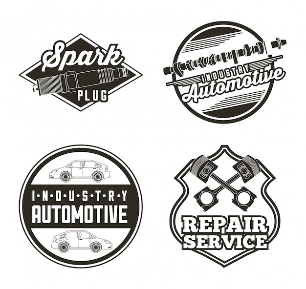 Free Vector industry automotive auto service labels