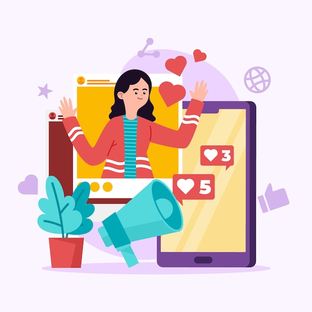 Free Vector influencer concept with woman