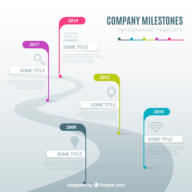 Infographic company milestones concept with road