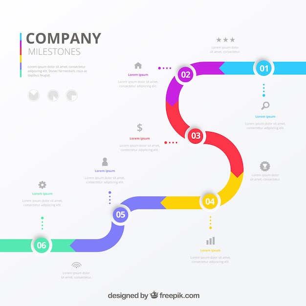 Free Vector infographic company milestones concept with road