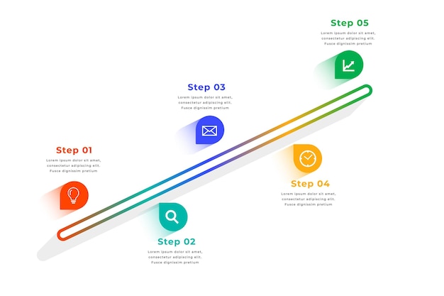 Free Vector infographic milestone growth path template with five step process