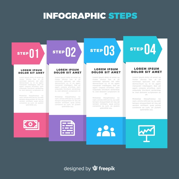 Free vector infographic steps concept in flat style