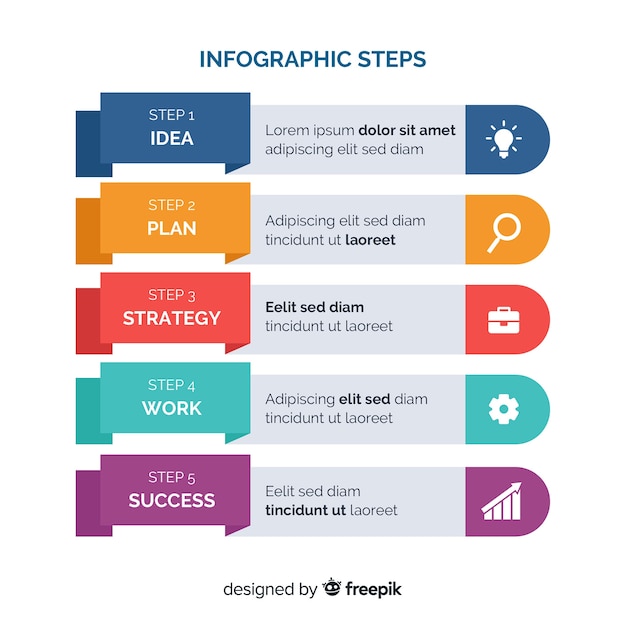 Infographic steps concept in flat style