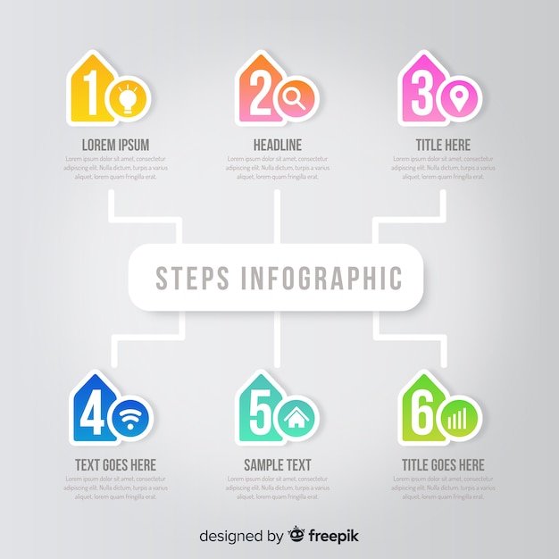 Free Vector infographic steps template flat style