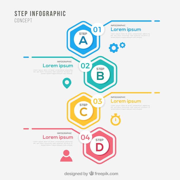 ステップを含むインフォグラフィックテンプレート