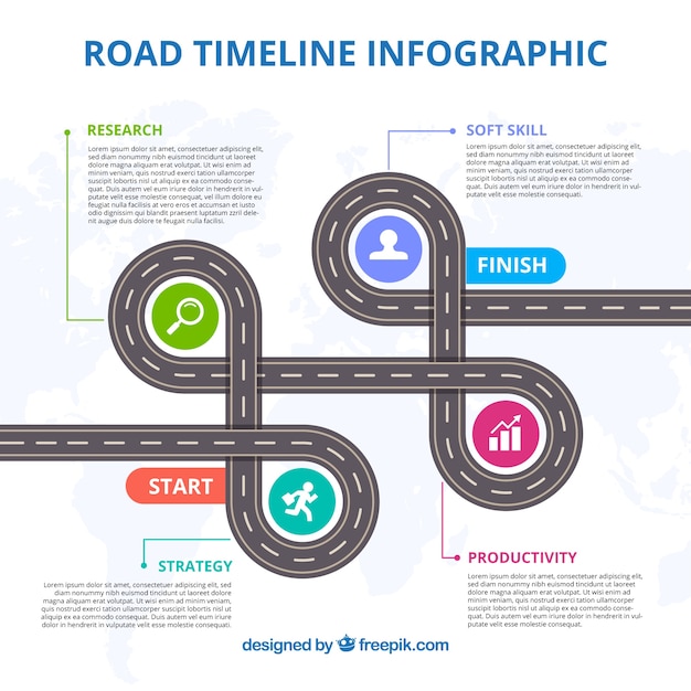 Free Vector infographic timeline concept with road