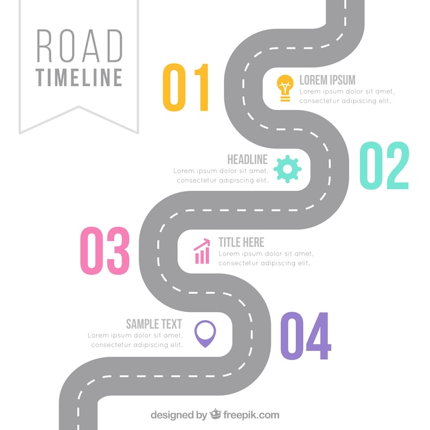 Free vector infographic timeline concept with road