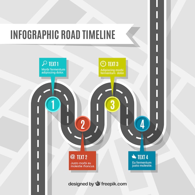 Free Vector infographic timeline concept with road