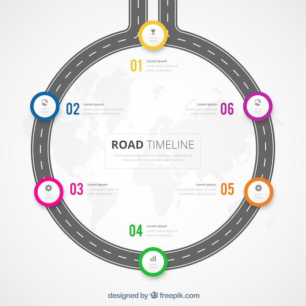 Free Vector infographic timeline concept with road