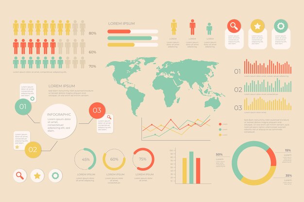 Infographic with retro colors design