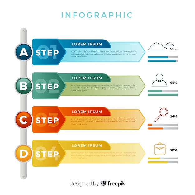 Free Vector infographic with step and options