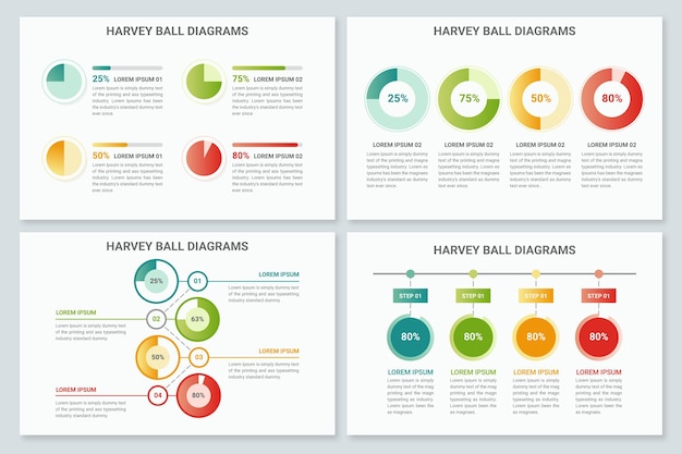 Free Vector infographics harvey ball diagrams