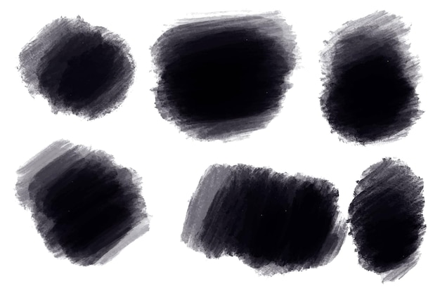 Free Vector ink black brush stroke set design