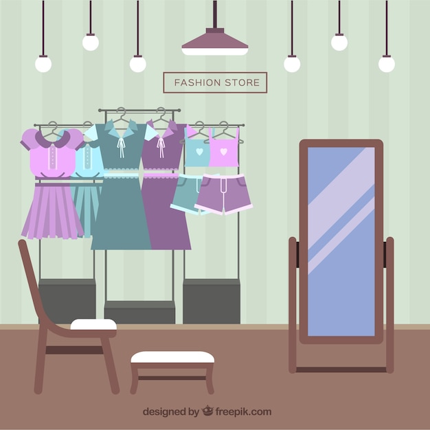 Free vector inside fashion store in flat design