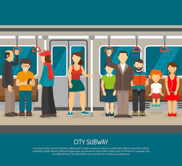 Free Vector inside subway train poster