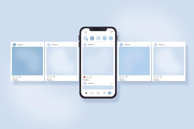Instagram carousel interface with smartphone