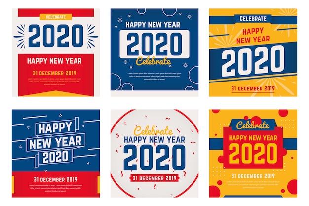 Free Vector instagram new year party post collection