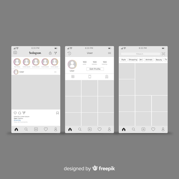 Free vector instagram post and profile template