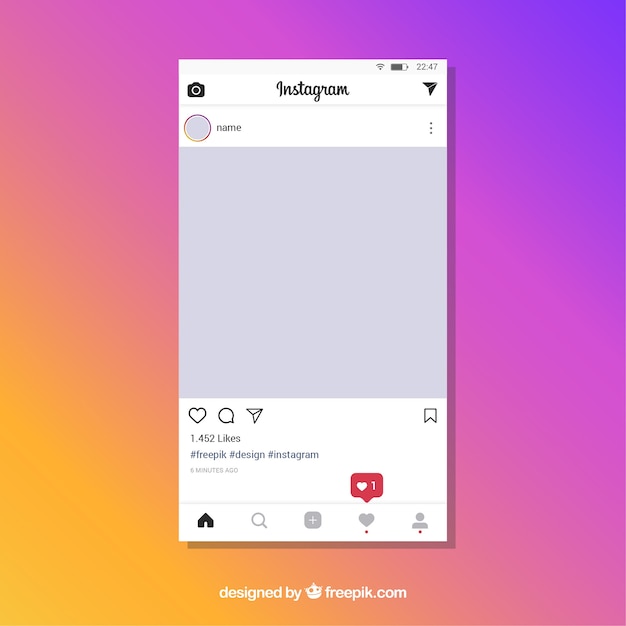 Free vector instagram post template with notifications