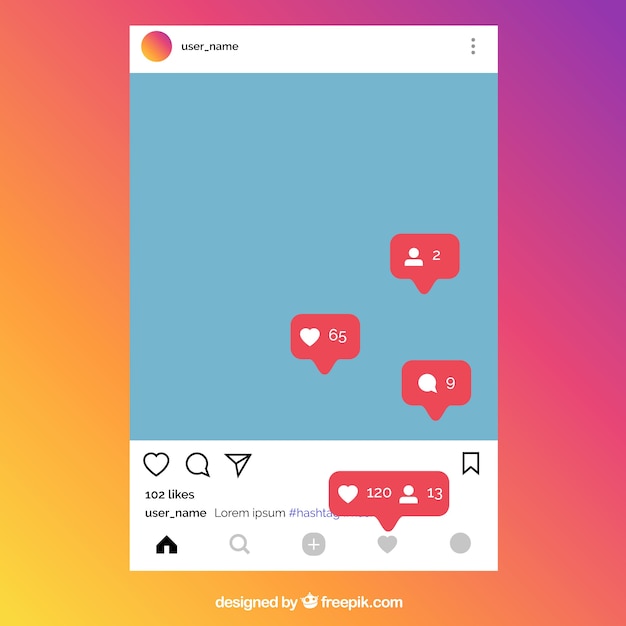 Free Vector instagram post template with notifications