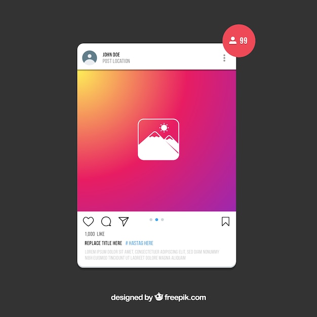 Free Vector instagram post template with notifications