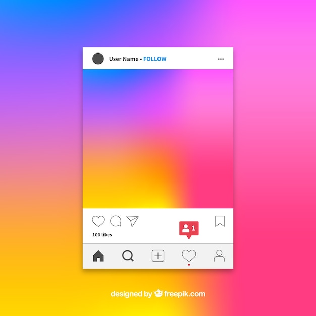 Free vector instagram post template with notifications