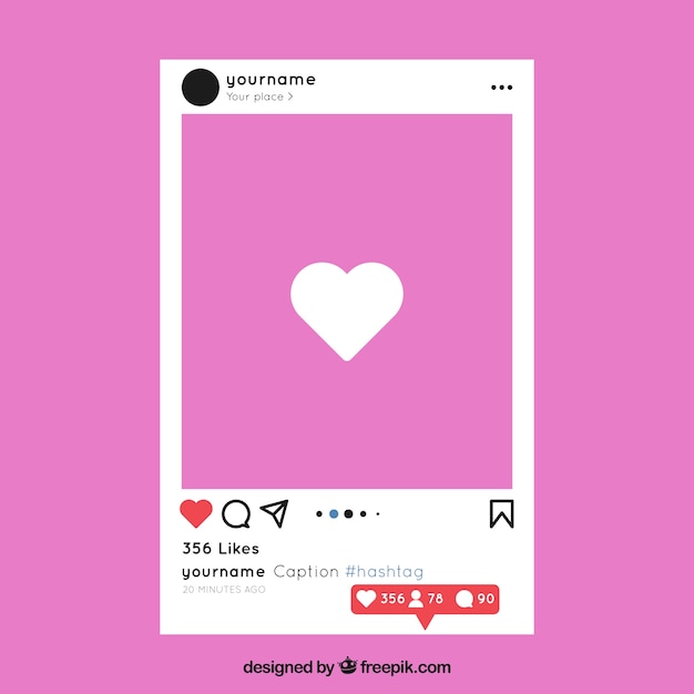 Free Vector instagram post template with notifications