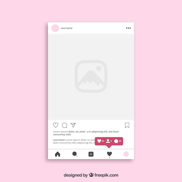 Free Vector instagram post template with notifications