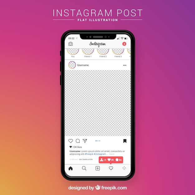 Free vector instagram post with transparent background