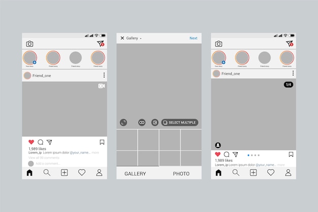 Free vector instagram profile interface template design