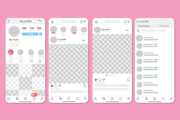 Free vector instagram profile interface template theme