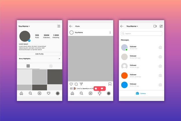 Instagram profile interface template