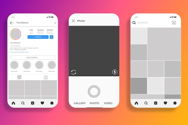 Instagram stories interface template