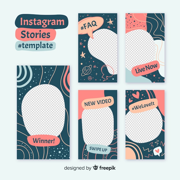 Free Vector instagram stories template with empty frame