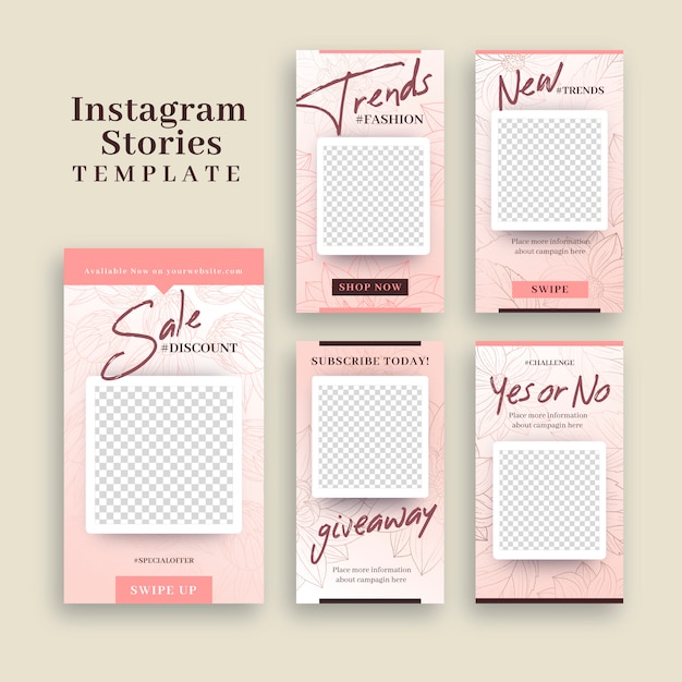 Free Vector instagram stories template with empty frame