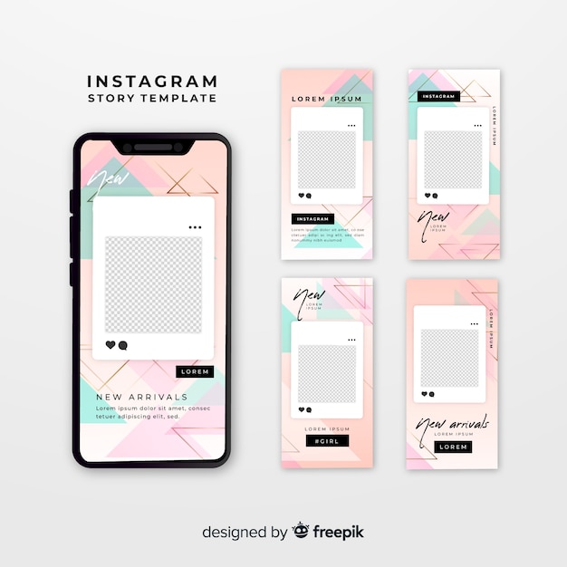 Free vector instagram stories templates with empty frame