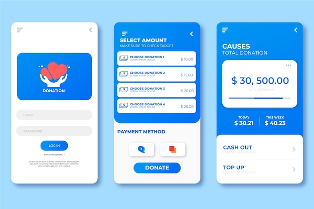 Interface for charity application