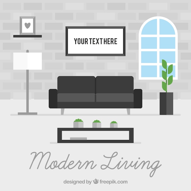 Free Vector interior of modern living room