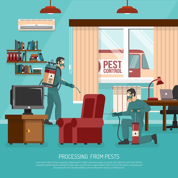 Interior Pest Control Treatment Flat Advertisement Poster