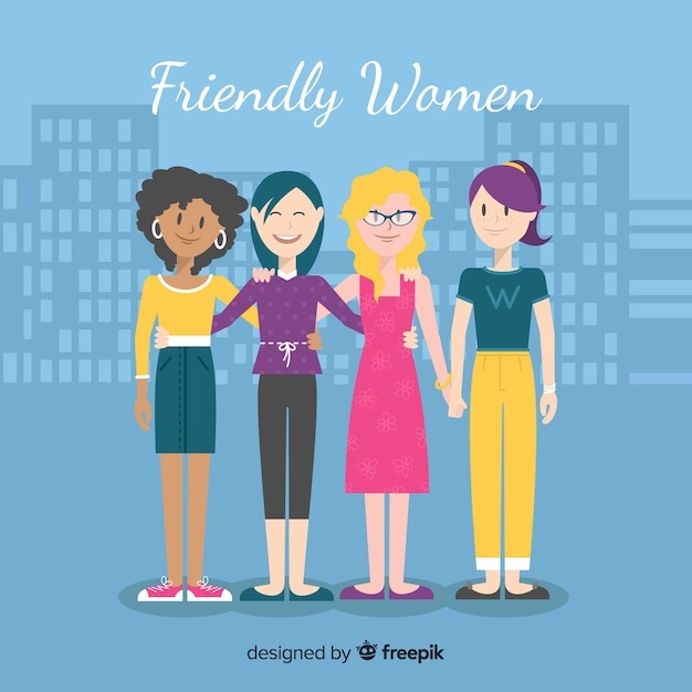 Free vector international group of women with flat design